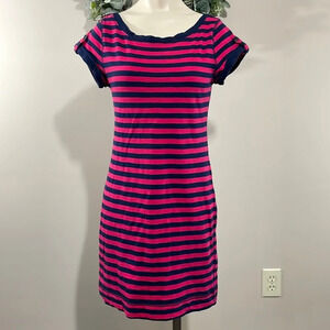 Banana Republic T-Shirt Dress Navy and Pink Striped SP
